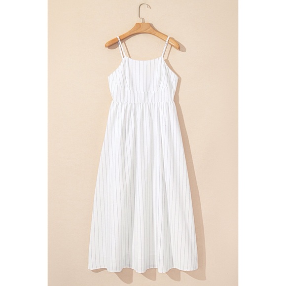 Elegant White Striped Maxi Dress - Picture 6 of 6
